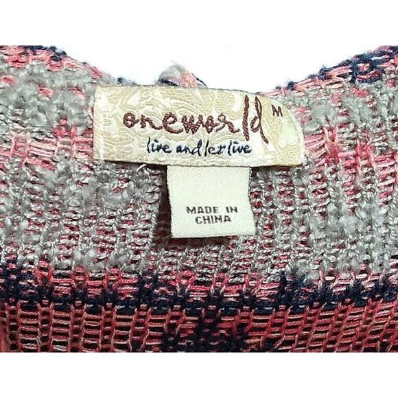 Boho Aztec Cardigan Medium Open Front Long - Picture 6 of 10